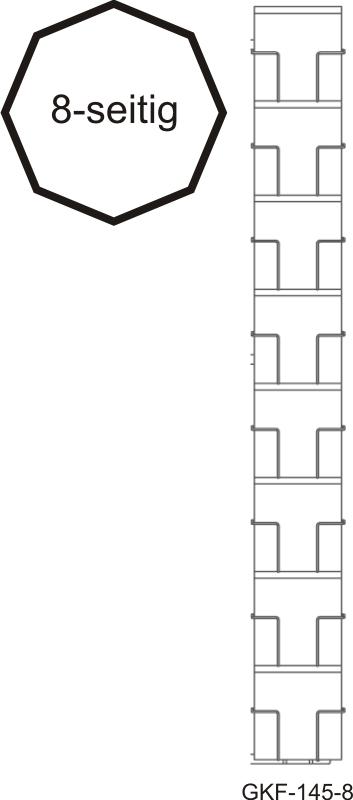 Kartenbodenständer, 145 mm Q, 64 Fächer Quadratformat, 1-reihig, 8-seitig, schwarz